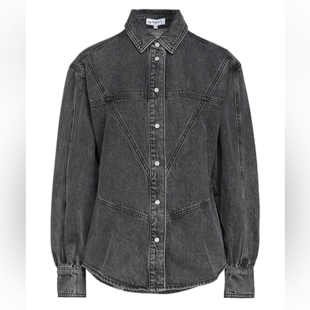 Suncoo Denim Shirt In Carbone Sz Large/T3 Snap Closure